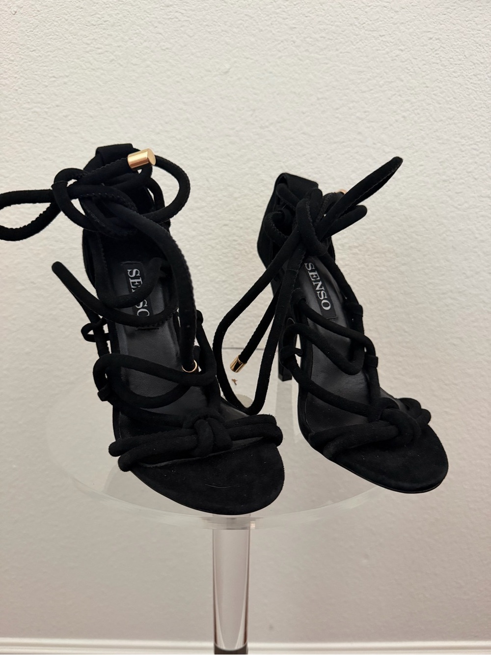 SENSO Black Lace-Up Knot Detail Stiletto Sandals - Picture 2 of 5